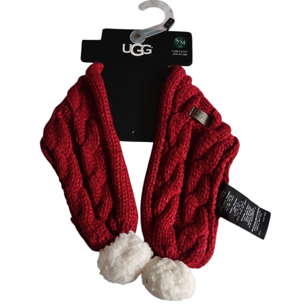 Ugg Size Small/Medium Redwood Cableknit Pom Dog Scarf
